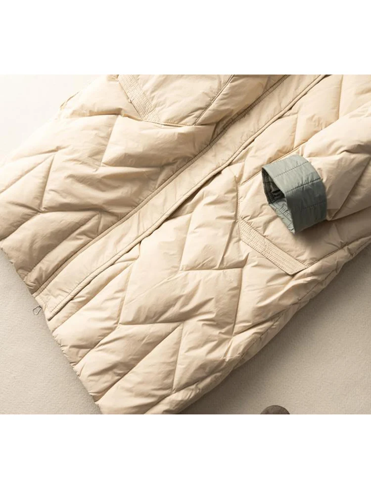 2023 Winter Long Duck Down Jacket Women Quilted Warm Oversize Thick Hooded Coat Fashion Casual Patchwork For Autumn