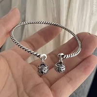 100% Solid 925 Sterling Silver Retro Bracelet for Women Men Vintage Handmade Flower Patern Bracelet Birthday Gift 6