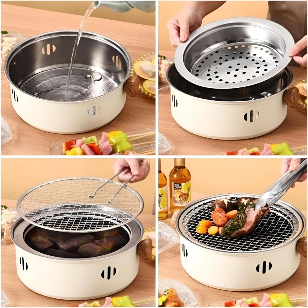 Korean BBQ Grill Charcoal Stove Charcoal Grill Stainless Steel Outdoor Camping Cooking Tea Around The Stove Barbecue Stove - Image 3