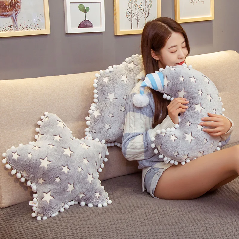 INS Plush Sky Series Luminous Cloud Moon Star Pillow Soft Cushion Kawaii Stuffed Plush Toys For Children Baby Kids Toy Girl Gift plush toys star pillow