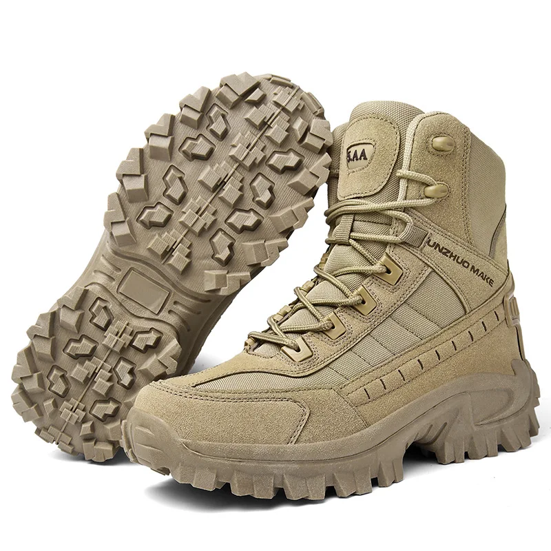 

Men's Shoes 2023 High Top Desert Hiking Boots Outdoor Elastic Combat Boots Fall Winter Non Slip Waterproof Shoes Bota Masculina