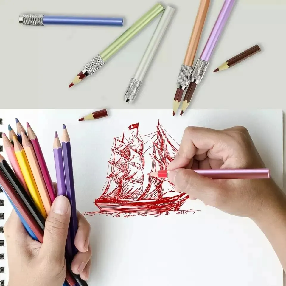 Multi Color Adjustable Aluminum Pencil Extension Stand Schol Hobby Art Writing Tool Pencil Extension Length