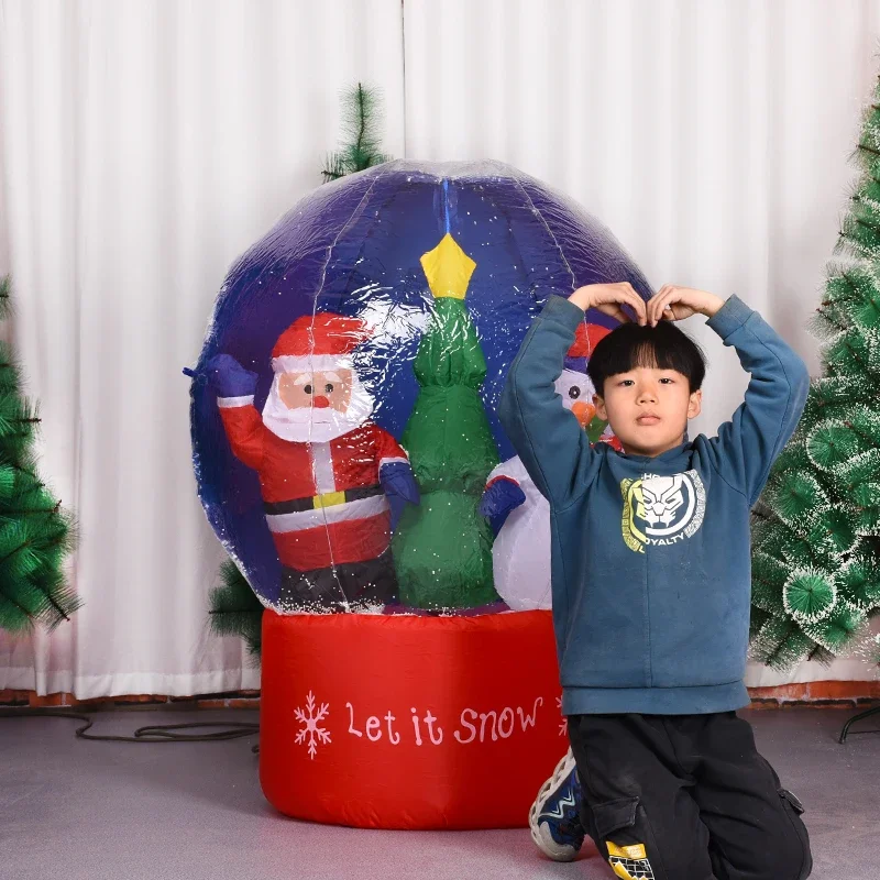 120cm Snowflake Hot Air Balloon Christmas Inflatable Toy New Year Decorations Christmas Gifts Decoration Outdoor