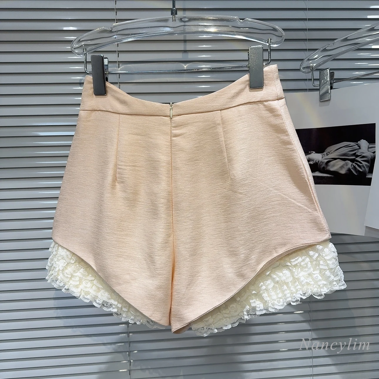 Patchwork Shorts for Women 2024 Spring/Summer New Classic Style Lace Hem Elegant Socialite Short Shorts Casual Outfits
