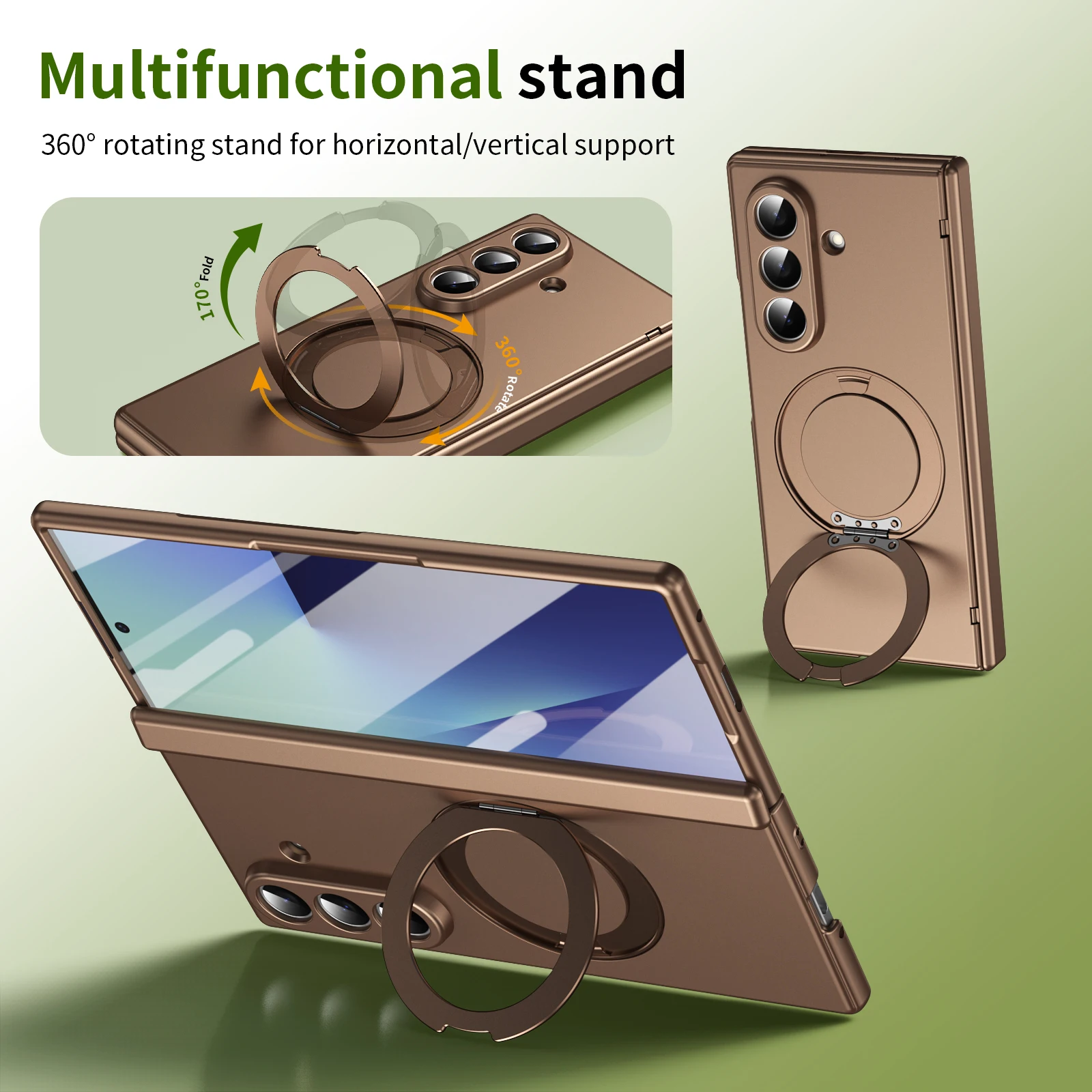 Sleek Magnetic Phone Case with 360° Rotating Stand and Glass Screen Protector