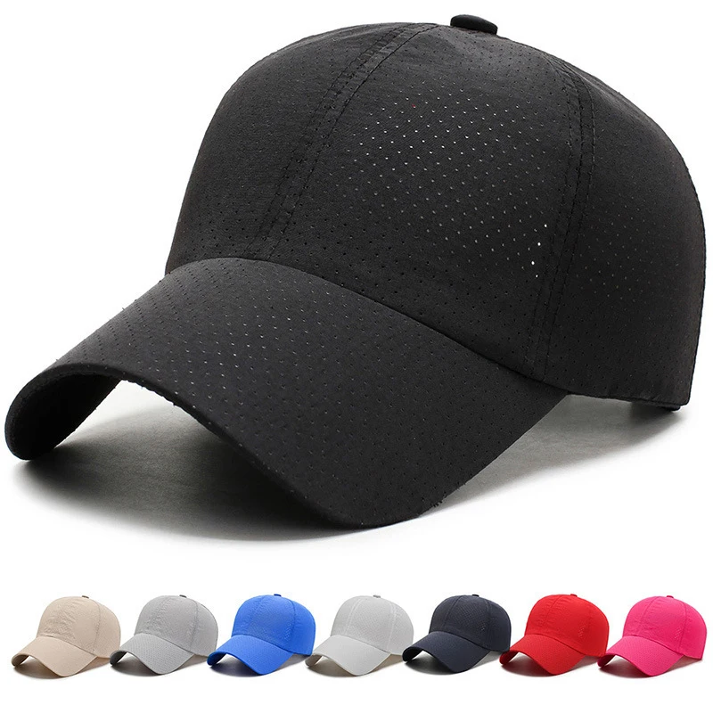 

New Summer Sports Baseball Caps for Men Women Mesh Quick Drying Golf Cap Snapback Letter Solid Color Casual Sunscreen Hats Male