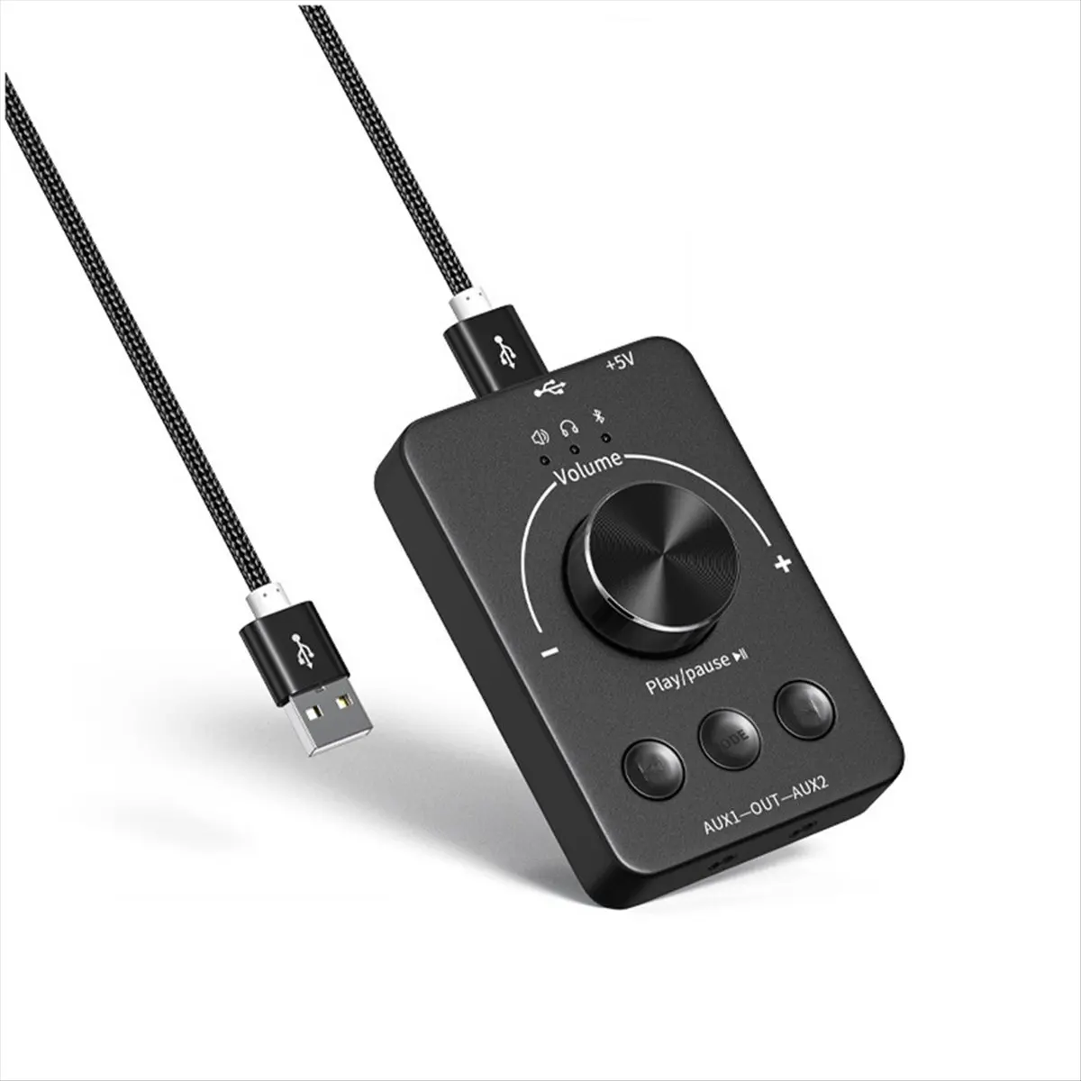DT60 USB 볼륨 조절 노브 멀티미디어 컴퓨터 스피커 컨트롤러 조절 노브 원키 음소거 블루투스 재생 일시정지 건너뛰기 기능 포함