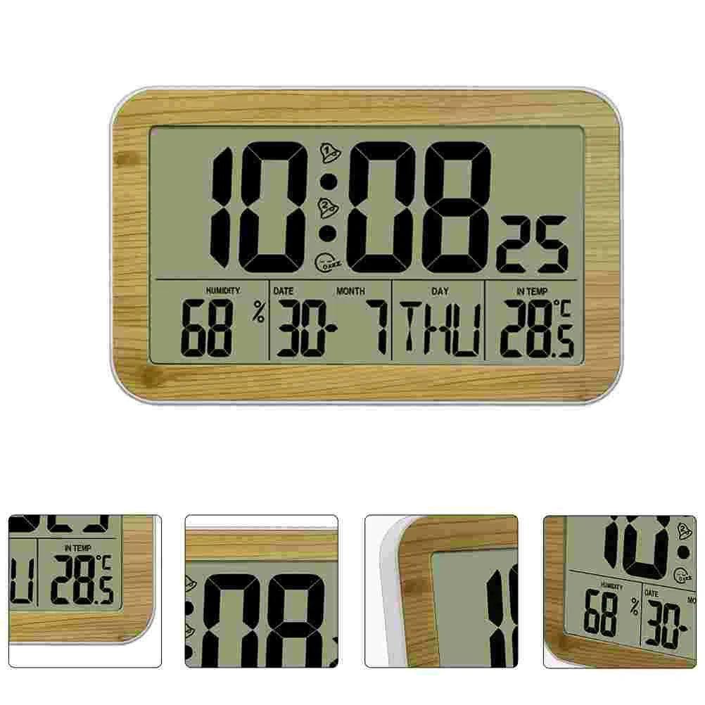 Orologio Sveglia Calendario Orologi Digitali In Legno Led Temperatura Comodino Scrivania In Legno Camera Casa Parete Cucina Date Up Day Comodino