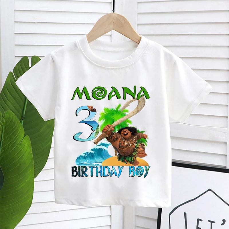Disney Moana Maui T-shirt Baby Boys Birthday Number 1-9 Summer Tee
