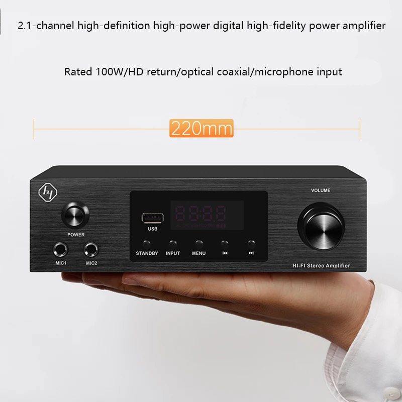 Amplificateur HiFi Stéréo Mini Ampli Bluetooth Audio Amplifier 50WX2 12V  Bass Treble Enceinte avec Radio FM pour PC Home Cinema