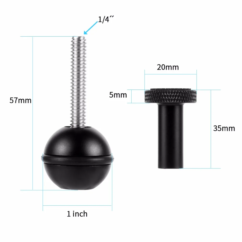 BGNING 1 Zoll Kugelkopf-Adapter 1/4 M5 verstellbare Schraube feste Halterung Anti-lose Kamera Unterwasser-Tauchfotografie-Halterung – Detail 17