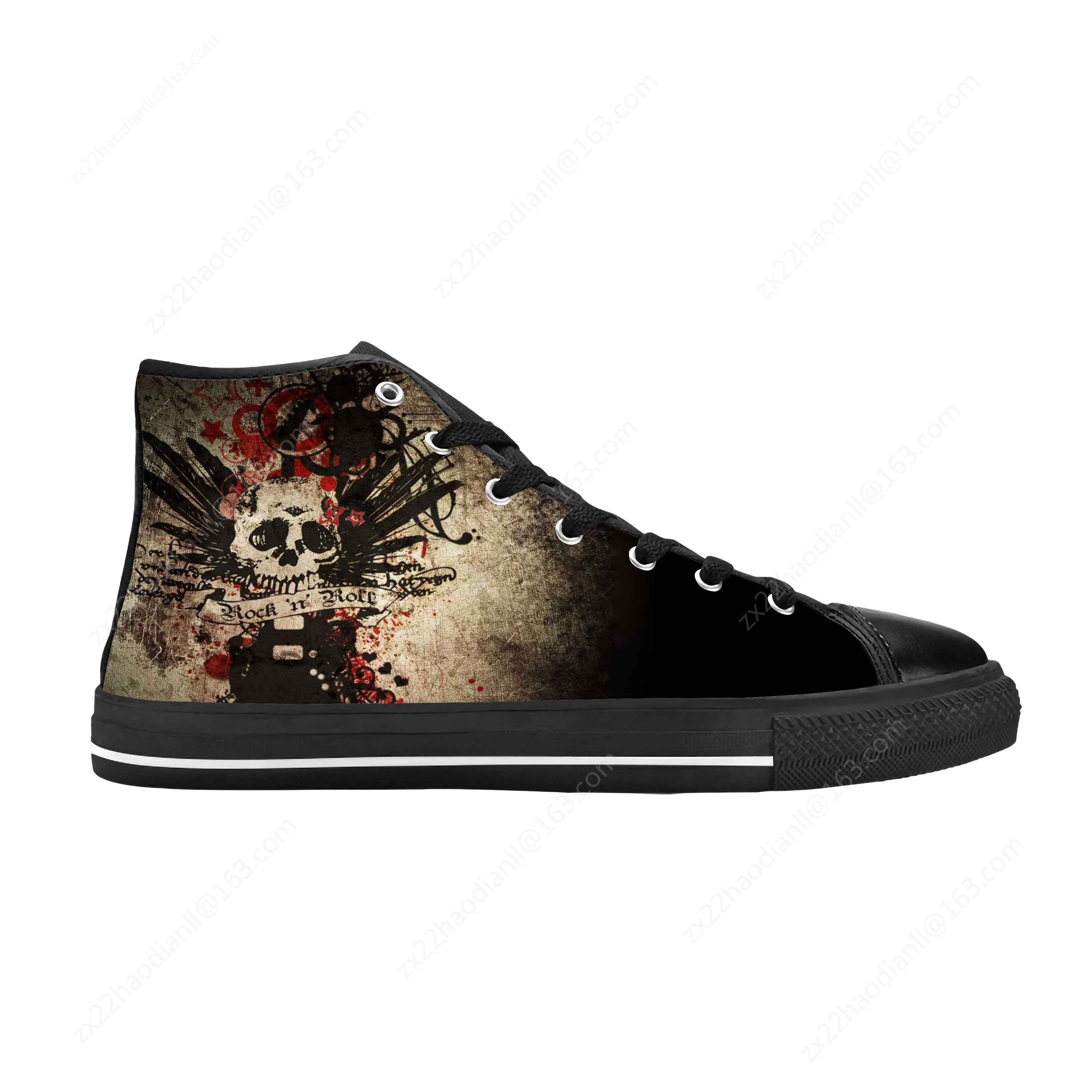 Hot Rock N And Roll Rock Band Music Singer Guitar Casual Cloth Shoes High Top Comfortable Breathable 3D Print Men Women Sneakers