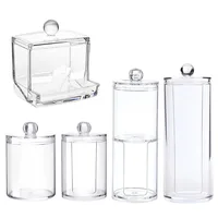 Transparent Cotton Swab Storage Box Makeup Organizer Acrylic Storage Box Cotton Swab Cosmetic Box Bathroom Bedroom Storage 1
