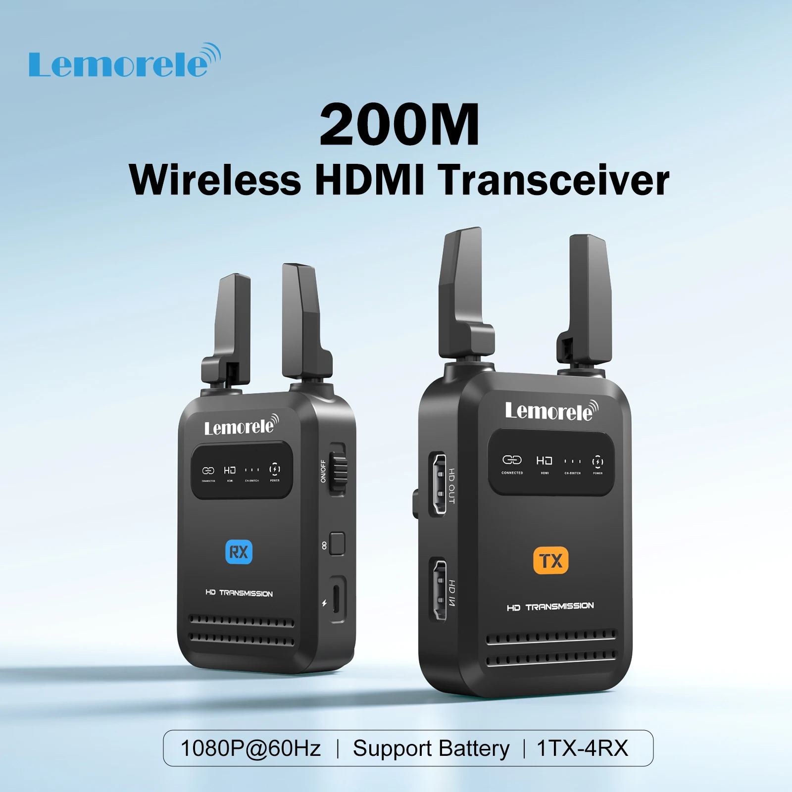 Lemorele Trasmettitore e Ricevitore HDMI Wireless 200m, Extender Video Wireless 1080P per Live Streaming e Fotografia