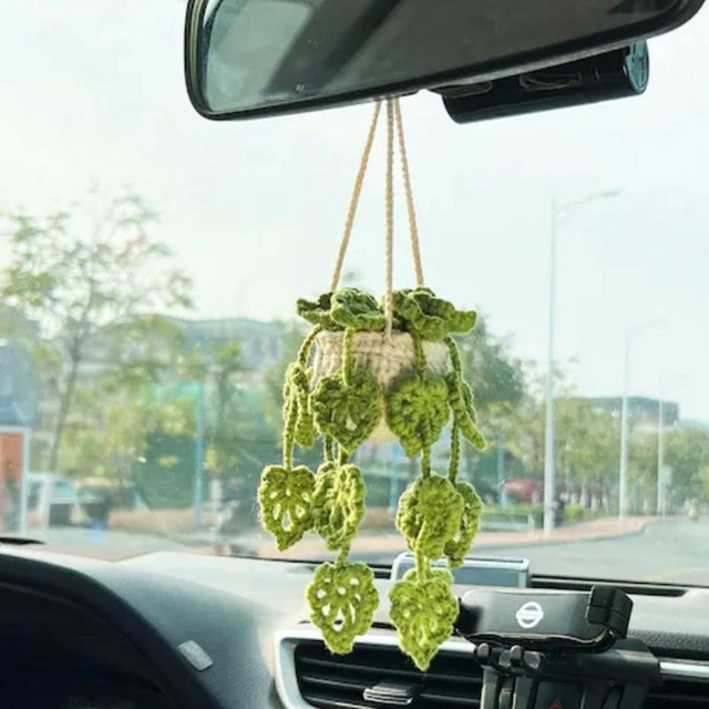 Saftige handgemachte Häkel-Auto-Ornament, niedliche Topfpflanze