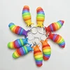 Mini Fidget Slug Keychain Toys  3D Articulated Stretch Keychain Child Adult Stress Reliever Anti-Anxiety Squeeze Sensory Party 1