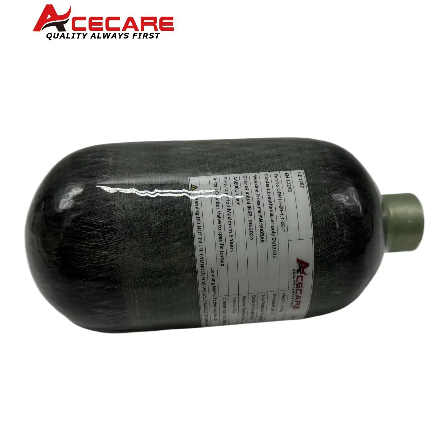 ACECARE 4500PSI 300BAR 30MPA 1.1L Carbon Fiber Cylinder CE Scuba Diving Cylinder HPA Bottle High Pressure Tank M18*1.5 scuba diving equipment high pressure valves