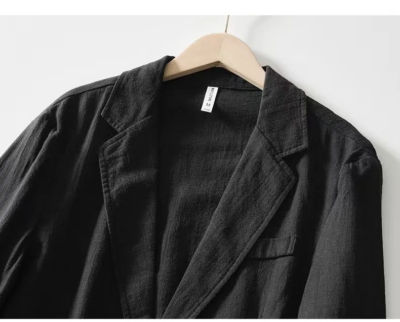 man's Coat 2026 New Casual Suit single-layer Jacket Solid Color Cotton Linen Solid Color Button Pocket Long Sleeve Clothing