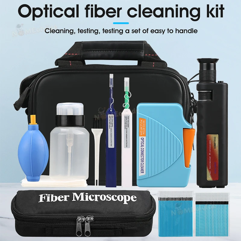 Fiber Cleaning Tools Fiber Cleaning Kit Fiber Optic Ftth Tool Kit Network Testing Tool With Fiber Inspection Microscope Freeship
