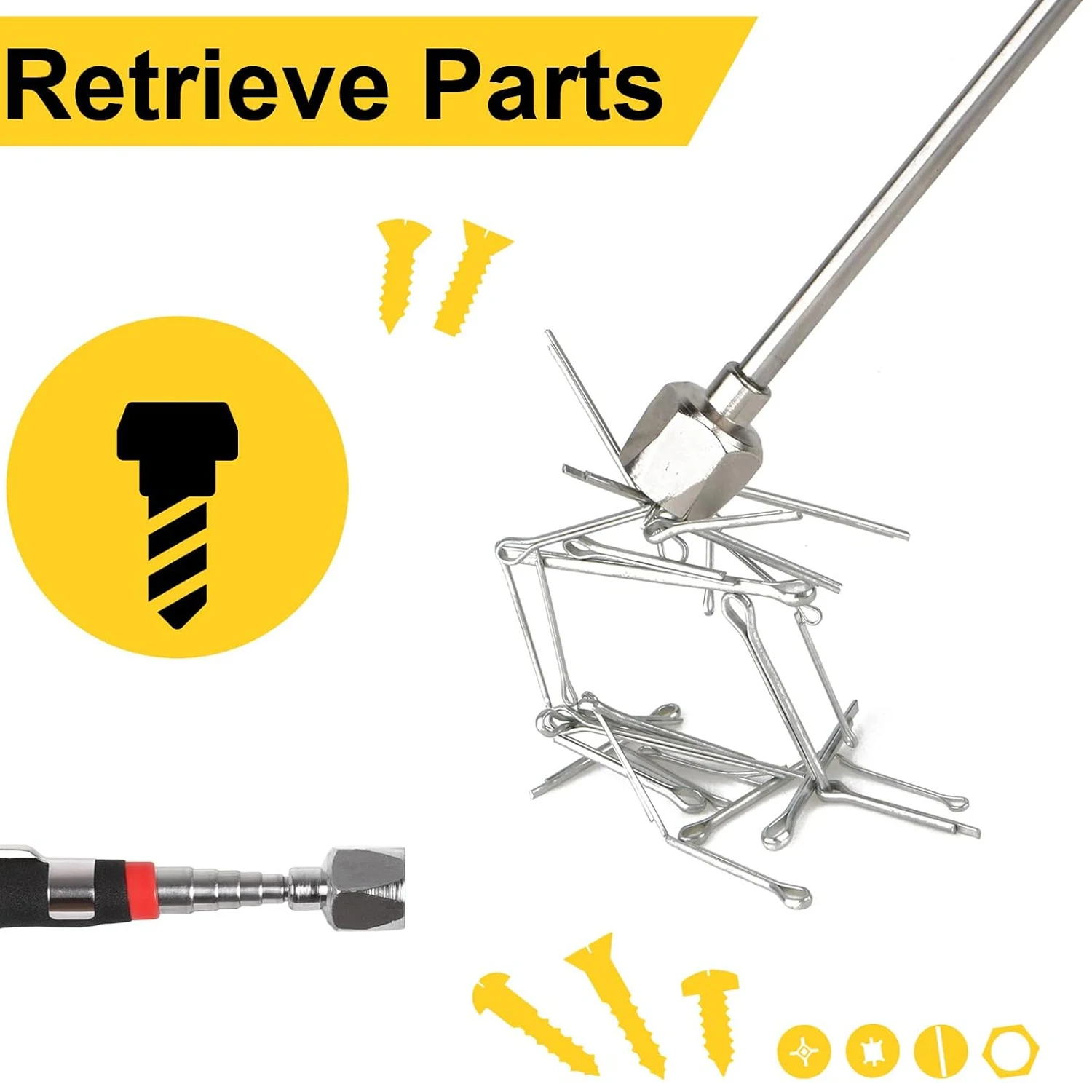 16LBs Telescoping Magnetic Pickup Tool with Pen Clip Design Magnet Stick Extendable 7" to 30" for Men Birthday Father's Day