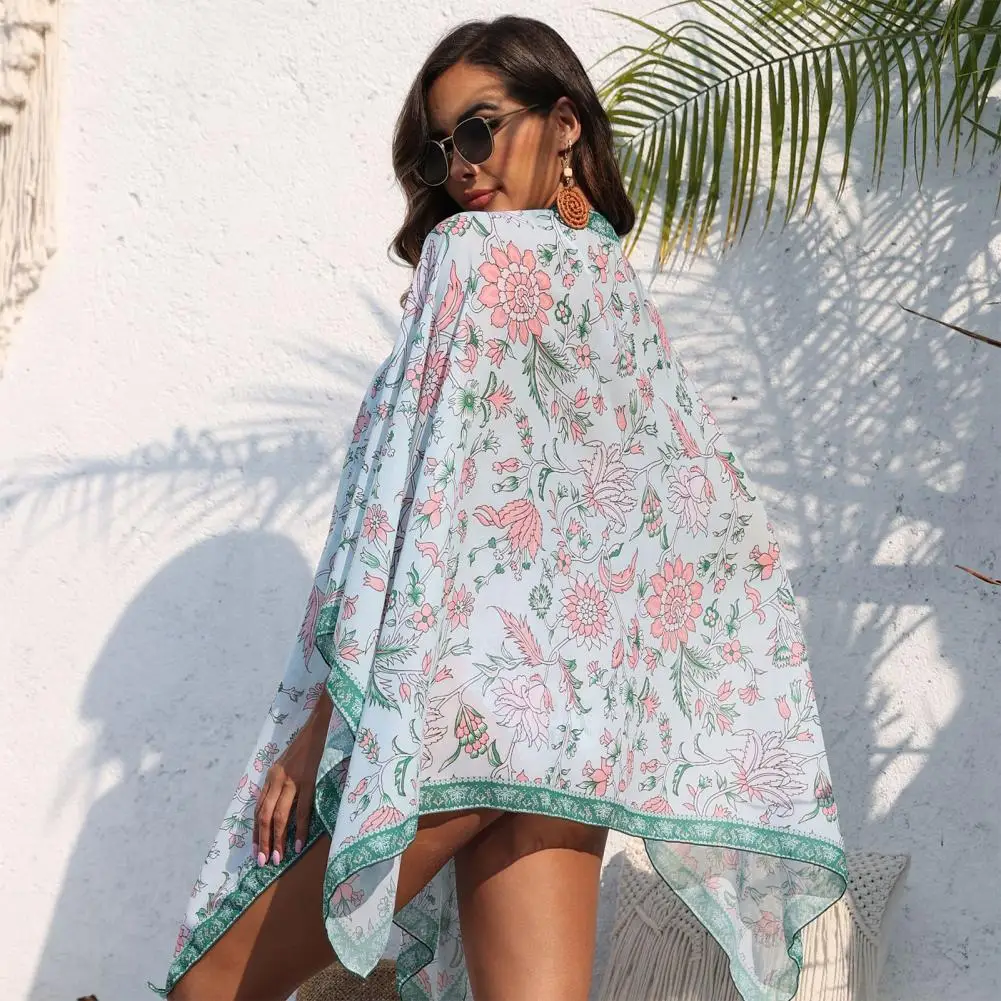 여성용 모노키니 가디건 세트, 플로럴 프린트, 깊은 V넥, 긴팔 커버업, 레이스업 브라, 수영복 세트, 수상 스포츠 의류, 2 개