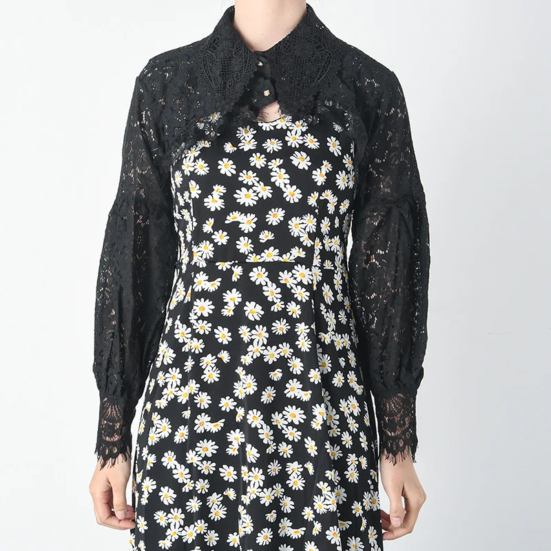Damen-Langarmshirt mit gefälschtem Kragen, Schichtung, Überzug, Anti-Exposition, Sonnenschutz, Oberteil für Kleider – Detail 7