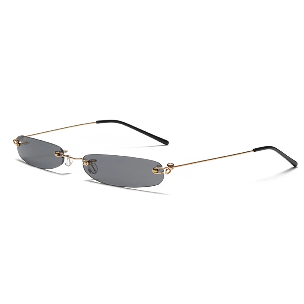 XaYbZc Narrow Sunglasses Men Rimless Summer 2023 Red Blue Black Rectangular Sun Glasses For Women Small Face Hot Selling_voghion.com
