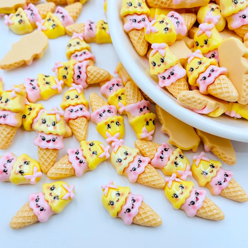 

10 Pcs New Mini Cartoon Cute Kawaii Ice Cream Flat Back Resin Cabochon Scrapbook DIY Jewellery Charm Decorate Accessories H36