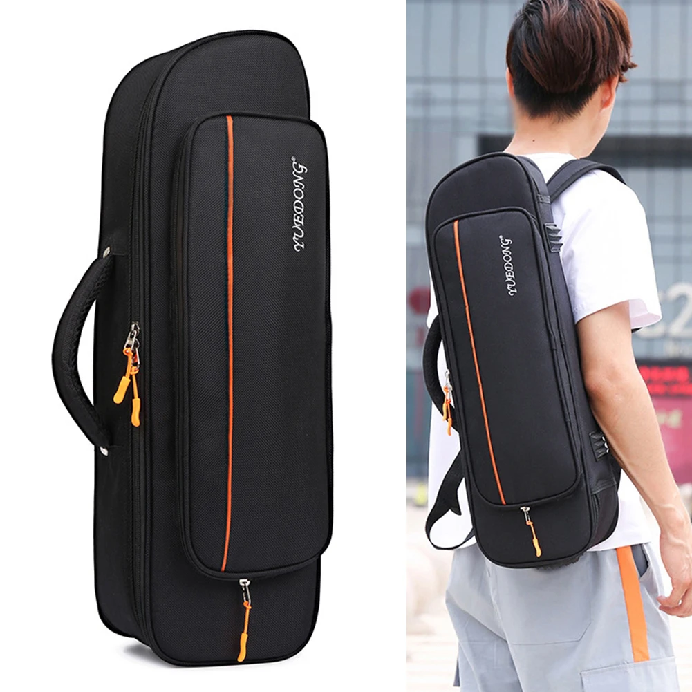 Trumpet Bag Backpack Oxford Cloth Soft Storage Case 22.44 X 6.69 X 5.12inch Trumpet Mouthpiece Trumpet Cleaning Kit Trumpet Silencer