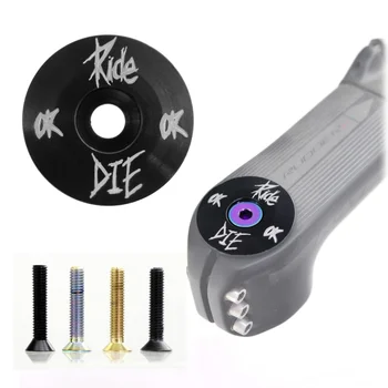 Ride or Die Bicycle Headset Top Cap W/ M6*30mm Titanium Screw for 1-1/8" Front Fork Aluminium alloy  Stem Top Cover