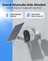 H.VIEW – caméra d'extérieur sans fil alimentée par batterie PIR, caméra de sécurité WiFi 2K 3MP avec sirène de projecteur, Audio bidirectionnel, étanche 6