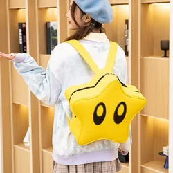 Y2K Large Eyes Yellow Star Backpack Cartoon Schoolbag Bookbag Shopping Kids Travelling Backpack Waterproof Shoulder Bag
