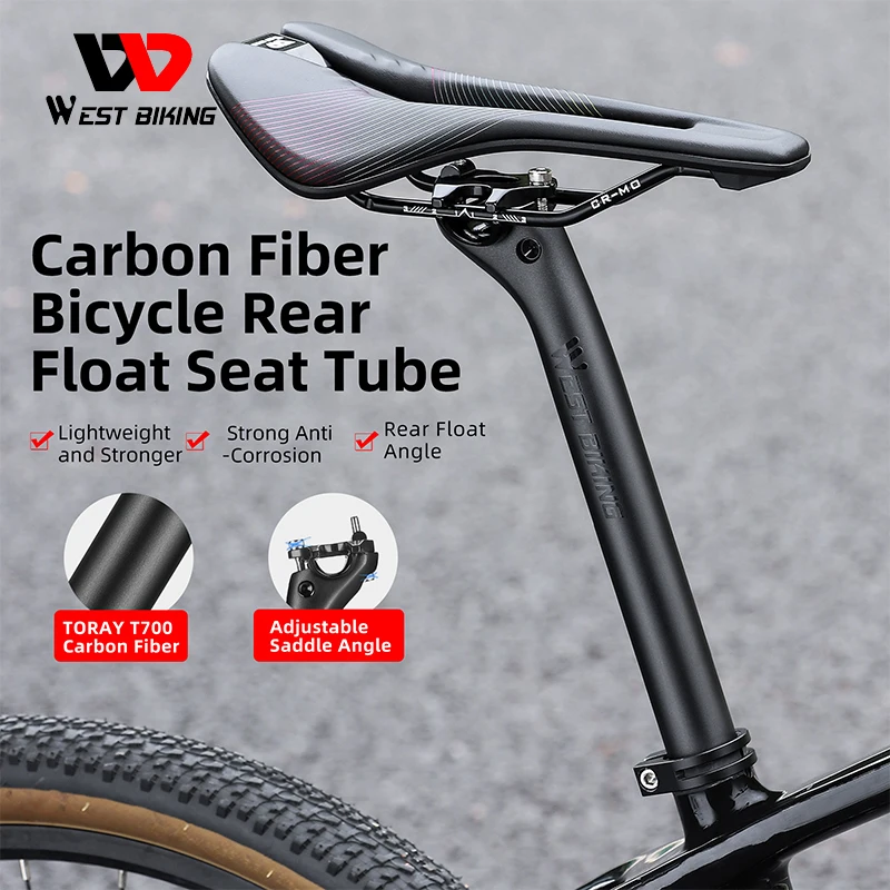 

WEST BIKING Carbon Fiber Bicycle Seatpost Ultralight MTB Road Bike Rear Float Seat Tube 27.2/30.8/31.6 x 350/400 MM Bike Parts