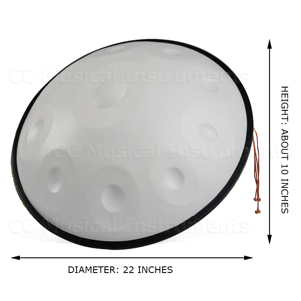 Professional Steel Tongue Drum, White Handpan Drum, Music Instrument, Beginner, Jazz, Yoga, Meditation, Gift, 22"