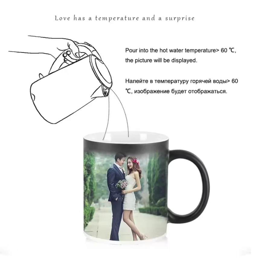 Custom Ceramic Magic Cup Pour Hot Water Picture Display Photo Text Change Color Boyfriend Family Father Gift Valentine's Day ceramic drinking cup ceramic cup ceramic mug ceramic coffee cup custom mug
