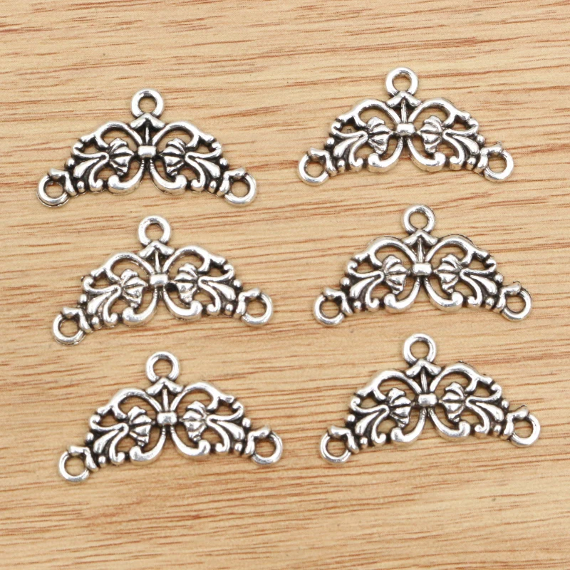 20pcs 14x26mm Antike Silber Überzogene Vintage Blume Retro Anschluss Charme Anhänger DIY Halskette Schmuck Erkenntnisse Zubehör