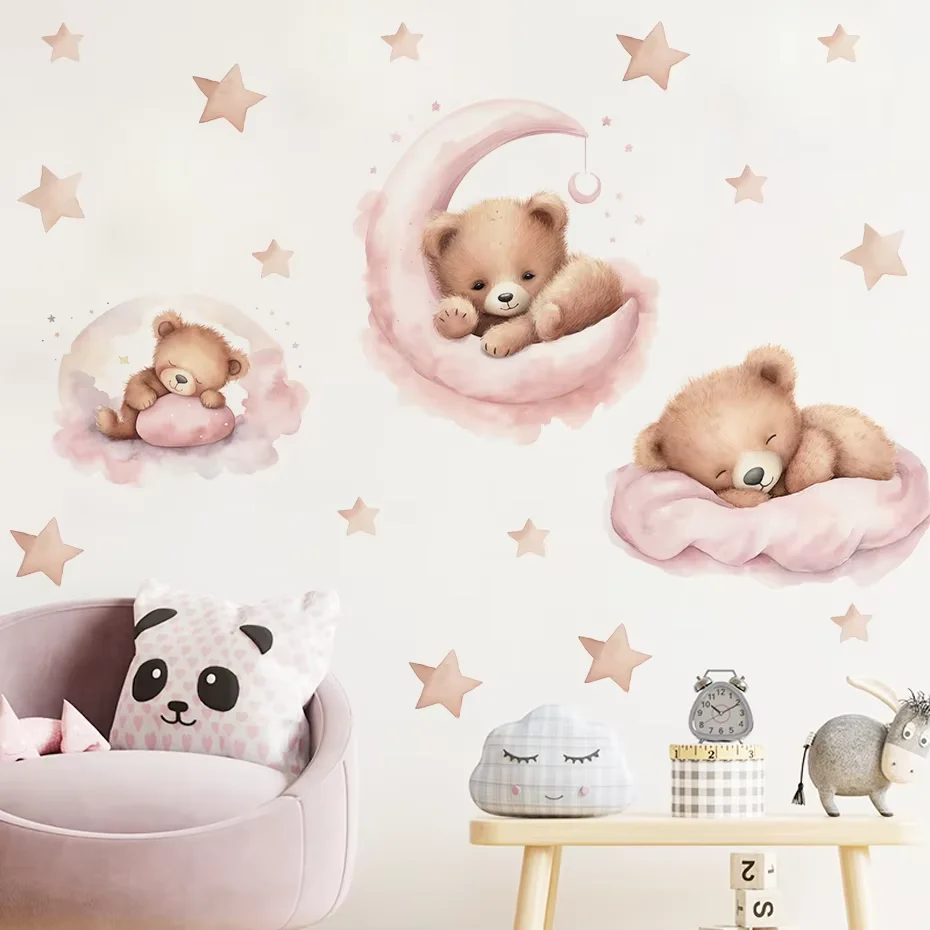 Pink Bear Balloon Wall Stickers 5