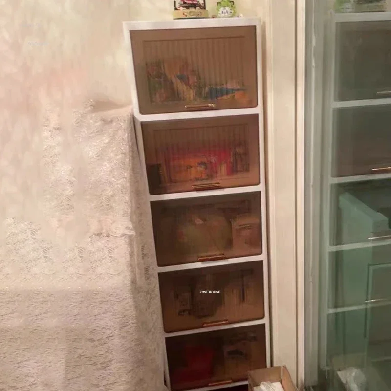 Modern Kitchen Cabinets Home Kitchen Furniture Floor Flip Snack Storage Cabinet Multi-layer Pot Rack Cupboard Bedroom Cabinet R