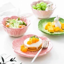 Cute Easter Rabbit Ceramic Bowl Children's Tableware Fruit Bowls Salad Dessert Breakfast Cereal Bowl Easter Kitchen Supplies