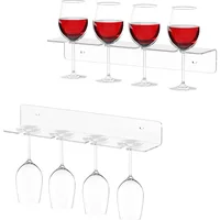 Clear Acrylic Wine Glass Holder Wall Mounted, Under Cabinet Hanging Wine Glass Rack, Champagne Wall Holder for Party 2