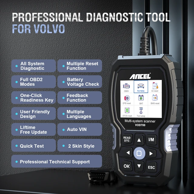 ANCEL VOD700 OBD2 Scanner for Volvo OBD2 Scanner All System Car Code Reader Diagnostic Scan Tool