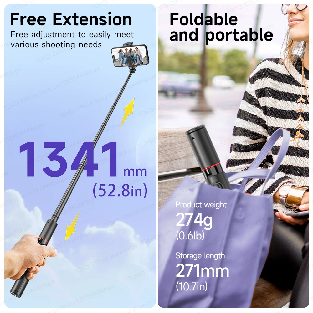 52.8inch Selfie Stick Tripod TOKQI Extendable With Bluetooth Aluminum Alloy Brackets For Smartphones iPhone Android Cellphones phone tripod,selfie stick