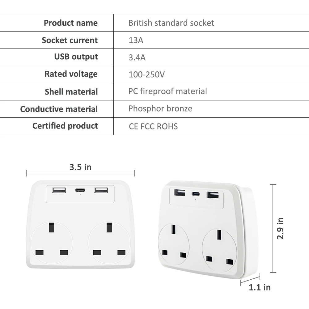    1-2  ÷ Ȯ 2USB 1  C Ƽ Ȯ ÷  13A , 繫, ֹ, PC  ǻ