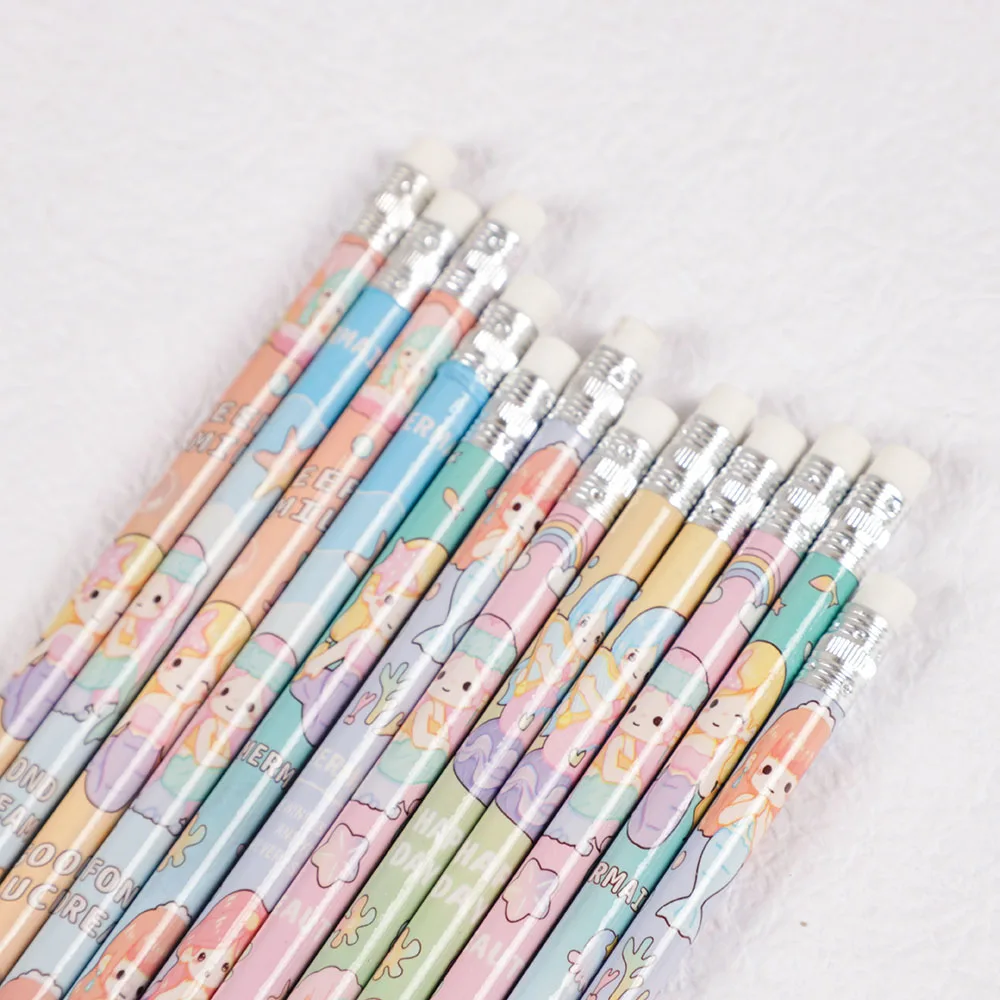 Cartoon Unicorn Mermaid Writing pencils HB Writing Painting Pencils for Kids Birthday Party Favors Stationery Gift Pinata Fillers Bag 24Pcs