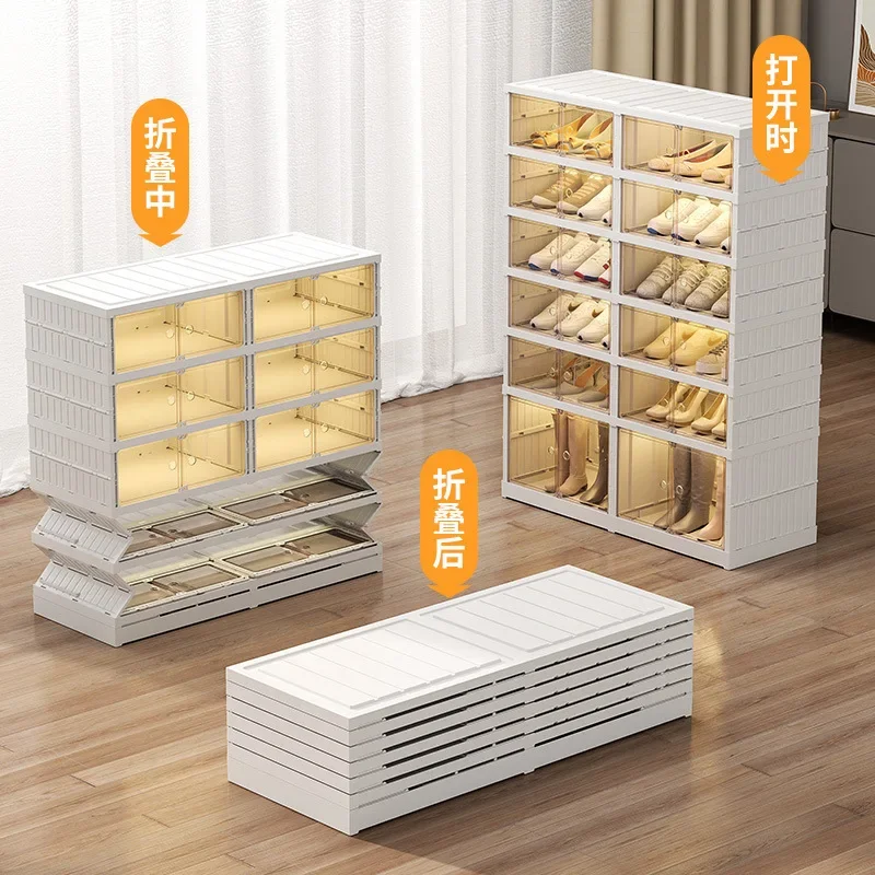 Installation-free shoe box transparent drawer-type shoe storage box Living room storage shoe cabinet can be moved and folded.