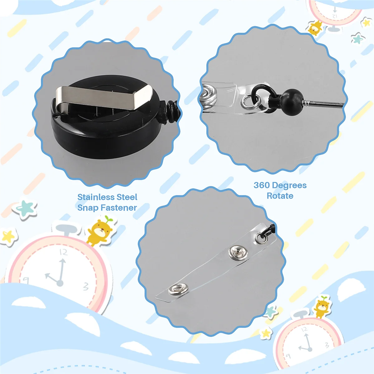 비즈 개폐식 배지 릴 클립 거치대, 클립 주얼리 DIY 선물, 간호사 및 교사 사무용품, 6 개