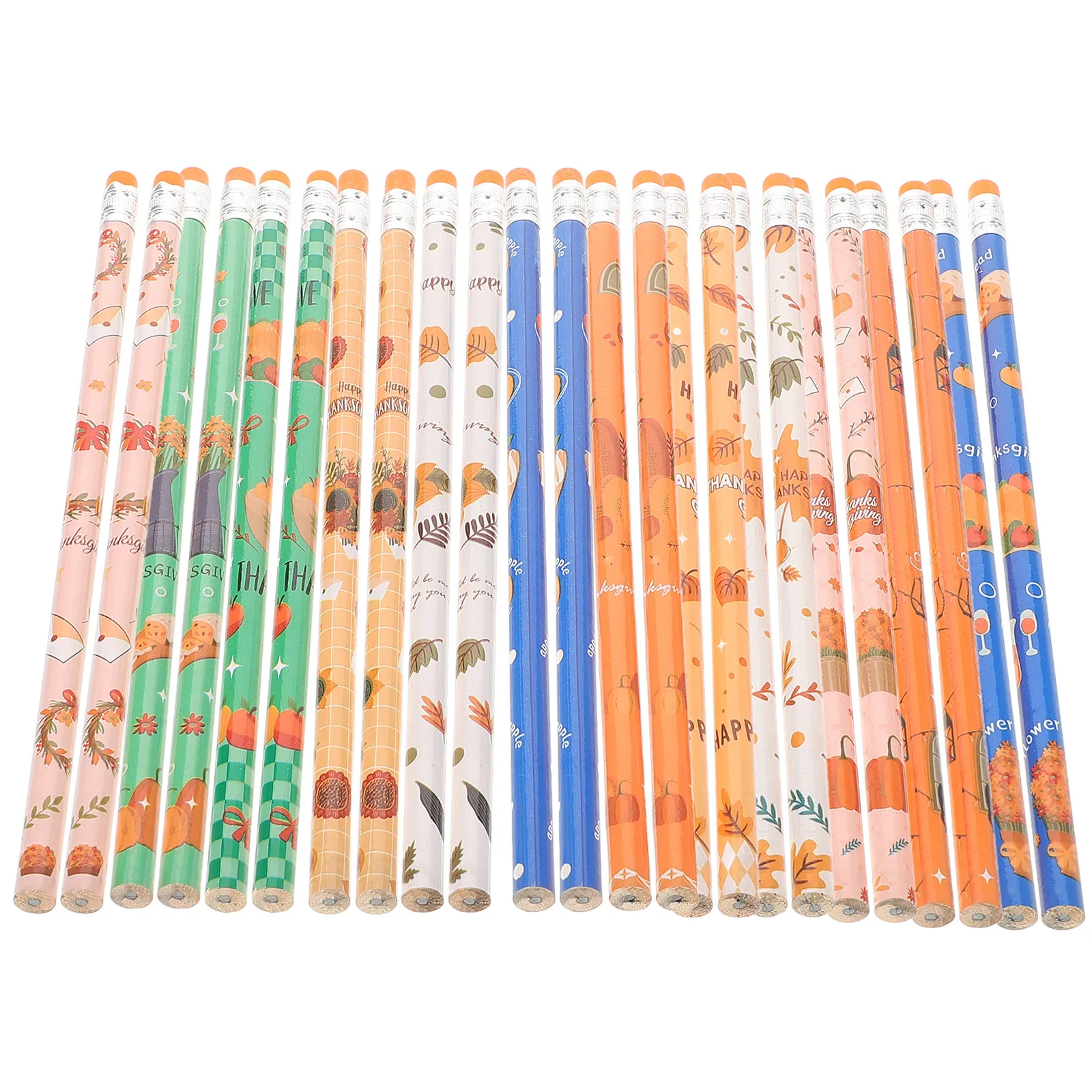 24pcs 호박 테마 연필 가을 테마 나무 필기 연필 스케치 드로잉 학교 문구 어..