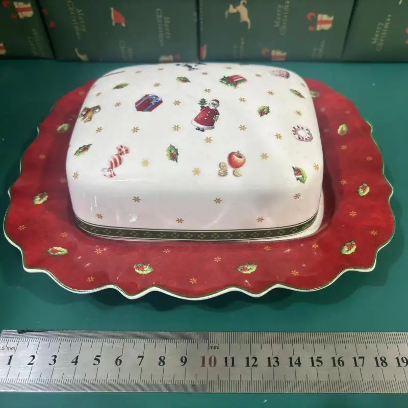 Ceramic Dessert Plates German Cutlery Christmas Cookie Plate Rectangle Mug Salad Dessert Plate Fruit Holder