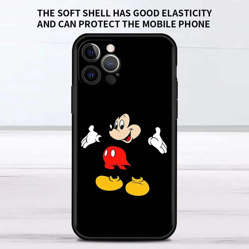Cute Mickey Mouse Cartoon Case For Apple iPhone 13 11 12 Pro 7 XR X XS Max 8 6 6S Plus 5 5S SE 2022 13Pro Black Soft Phone Cover iphone 13 pro phone case
