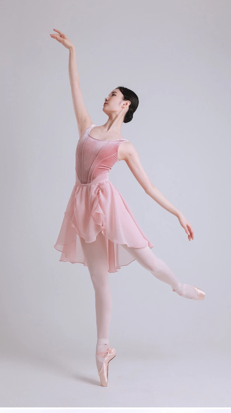 Ballett Tanz Tutu Rock für Frauen Yoga Kunst Prüfung Tanz Übungs kleidung weibliche einteilige Gymnastik Chiffon Röcke – Detail 1